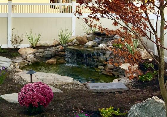 Pond and waterfall in Gilbertsville, PA