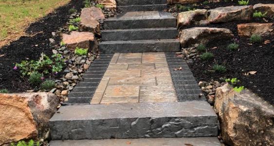 McDonald Project - Stone Steps solution for steep slope, Louisville area of  Knox - Traditional - Landscape - Other - by Willow Ridge Garden Center &  Landscaping