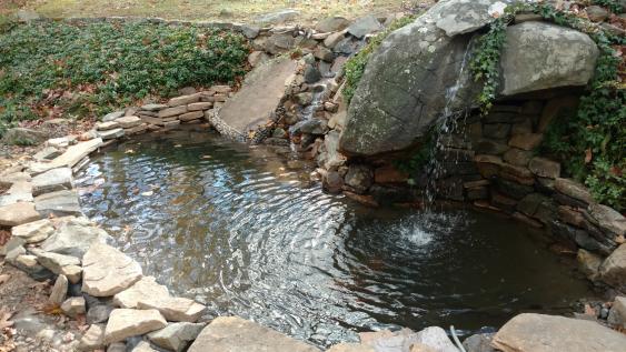 Pond with Waterfall Installed for Schwenksville Client