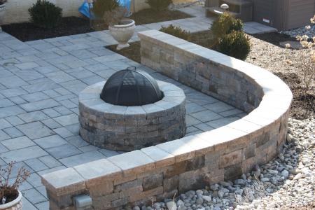 Fire pit with retaining wall in Malvern, PA