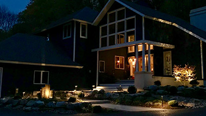 Spring City Landscaping with lights at night