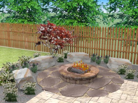 natural stone around fire pit