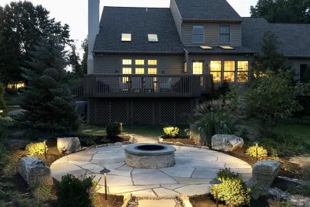 Chester Springs flagstone patio and firepit