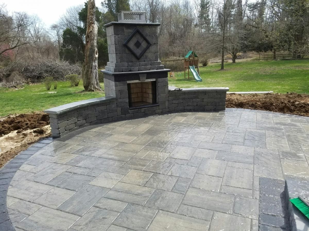 Phoenixville patio and fireplace