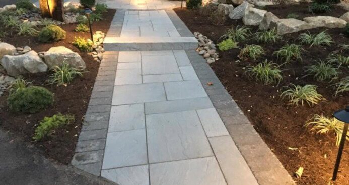 Paver Walkway using Techo-Bloc pavers and Hera Soldier border in Spring City