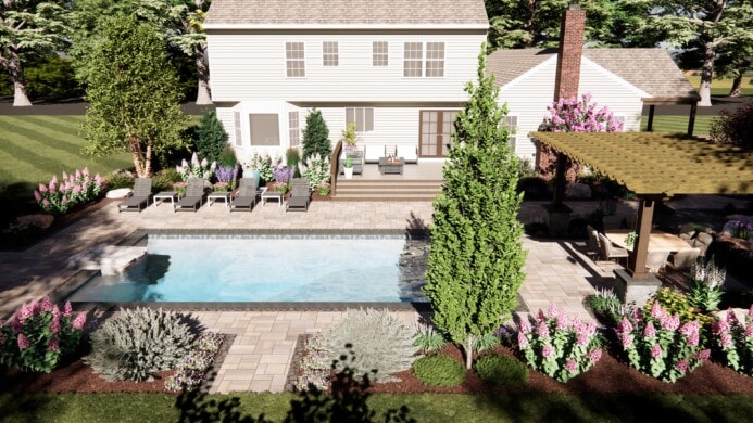 3-D Drawing of Pool Landscaping