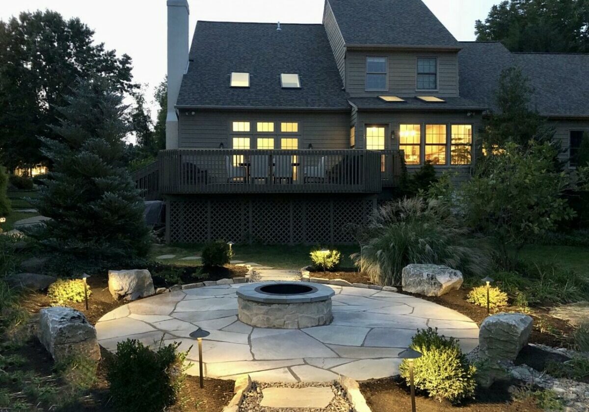 Chester Springs flagstone patio and firepit