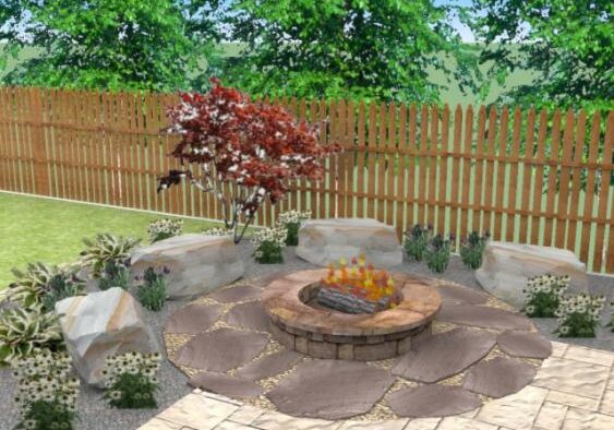 natural stone around fire pit